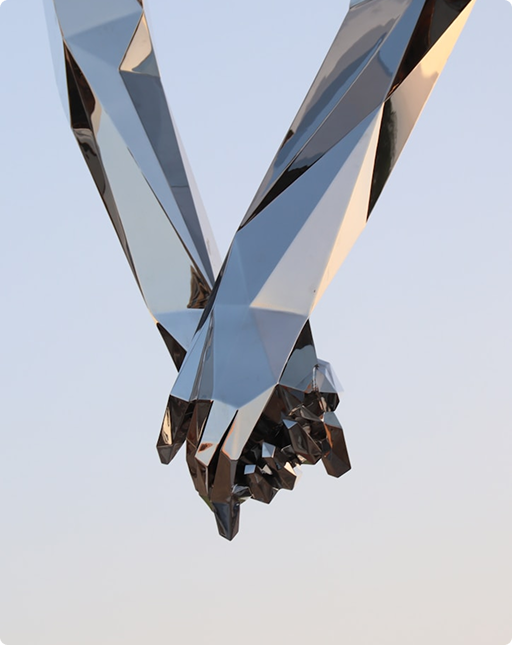 two robot holding hands